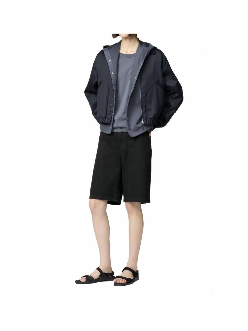 Uniqlo U 10" Denim Half Shorts Casual Black Jort NWT Size 24